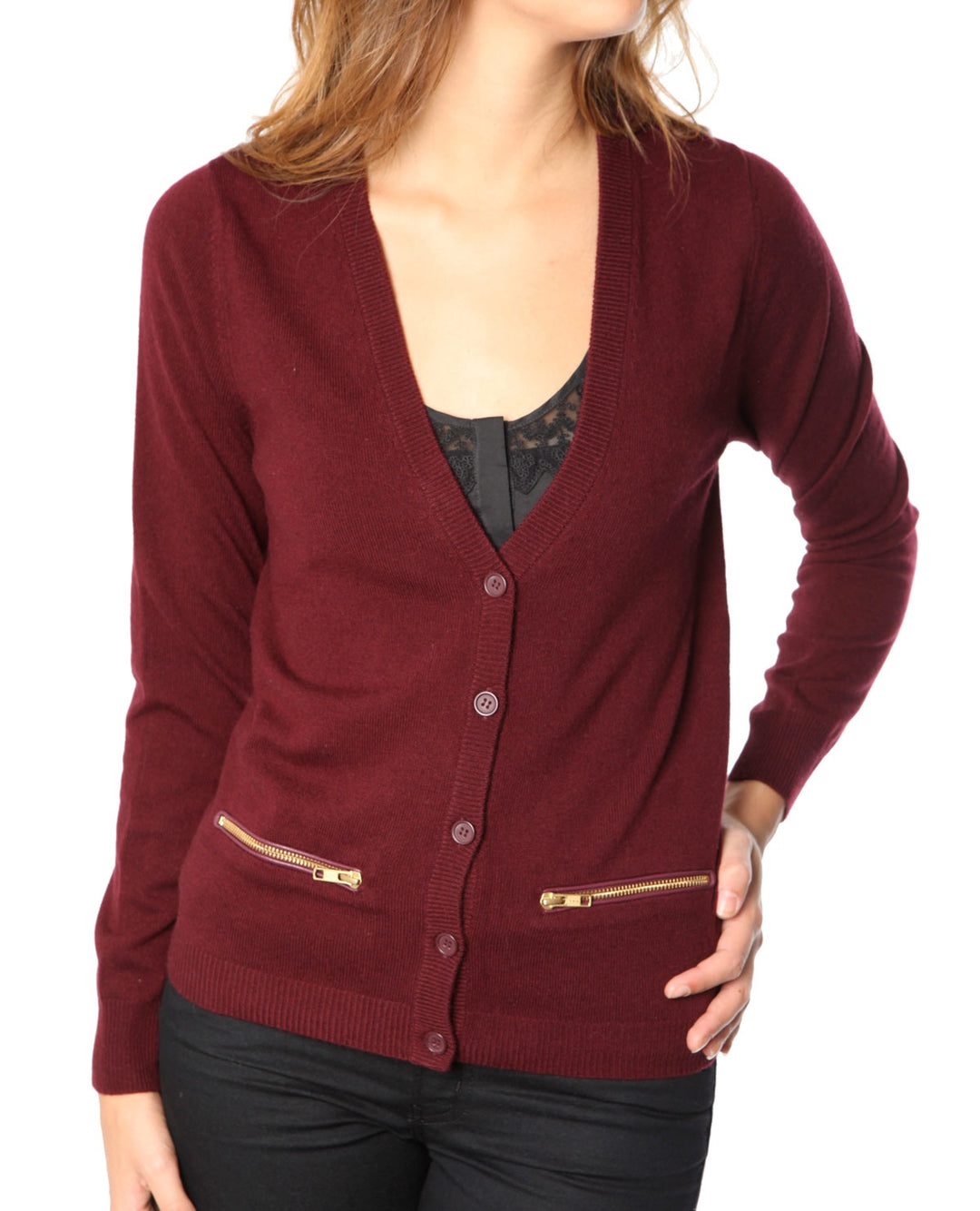 Gilet ou Cardigan Bordeaux - Taille XS/34