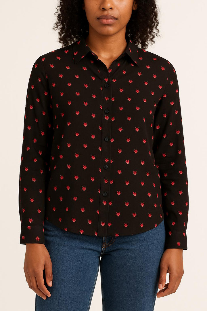 Chemise Noire et Rouge - Taille S/36 de la marque FRNCH | GLD0037 - Vendu par Paradigme - Image 1