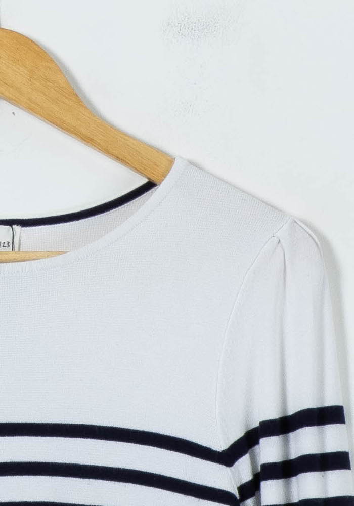 Marinière Blanche et Marine - Taille M/38 de la marque Maison 123 | GLLIM0119 - Vendu par Paradigme - Image 3