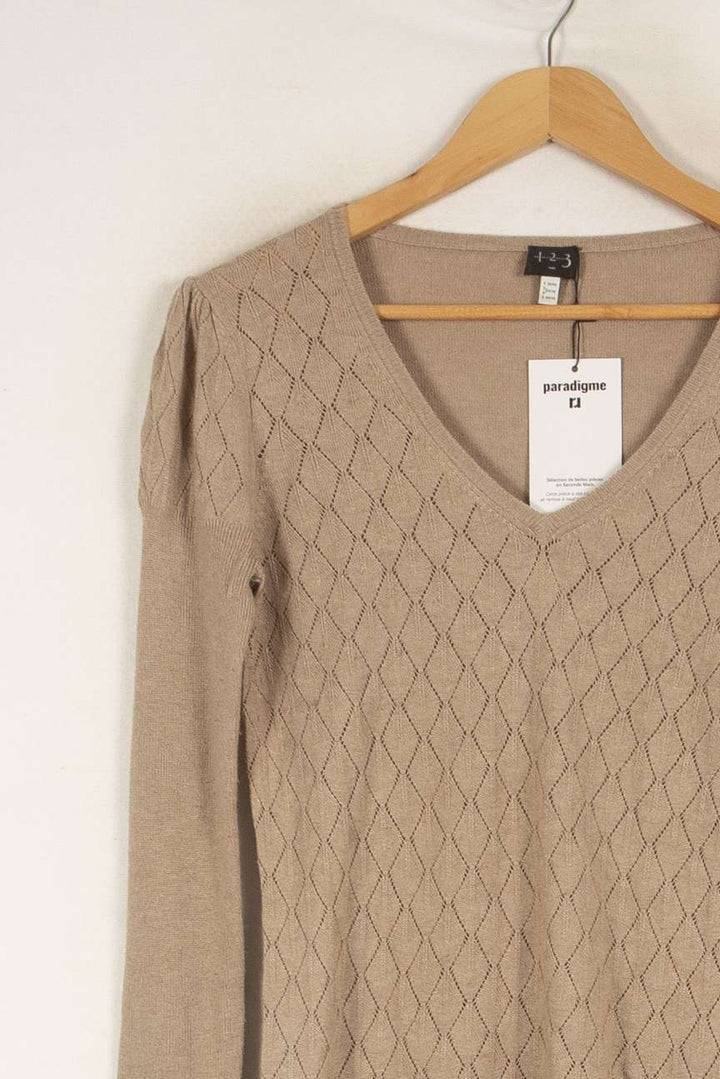 Pull beige - Taille M/38 de la marque Maison 123 | GLLM0008 - Vendu par Paradigme - Image 2