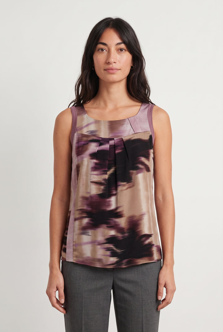 Top Violet et Beige - Taille M/38 de la marque La Fée Maraboutée | GLLM0078 - Vendu par Paradigme - Image 1