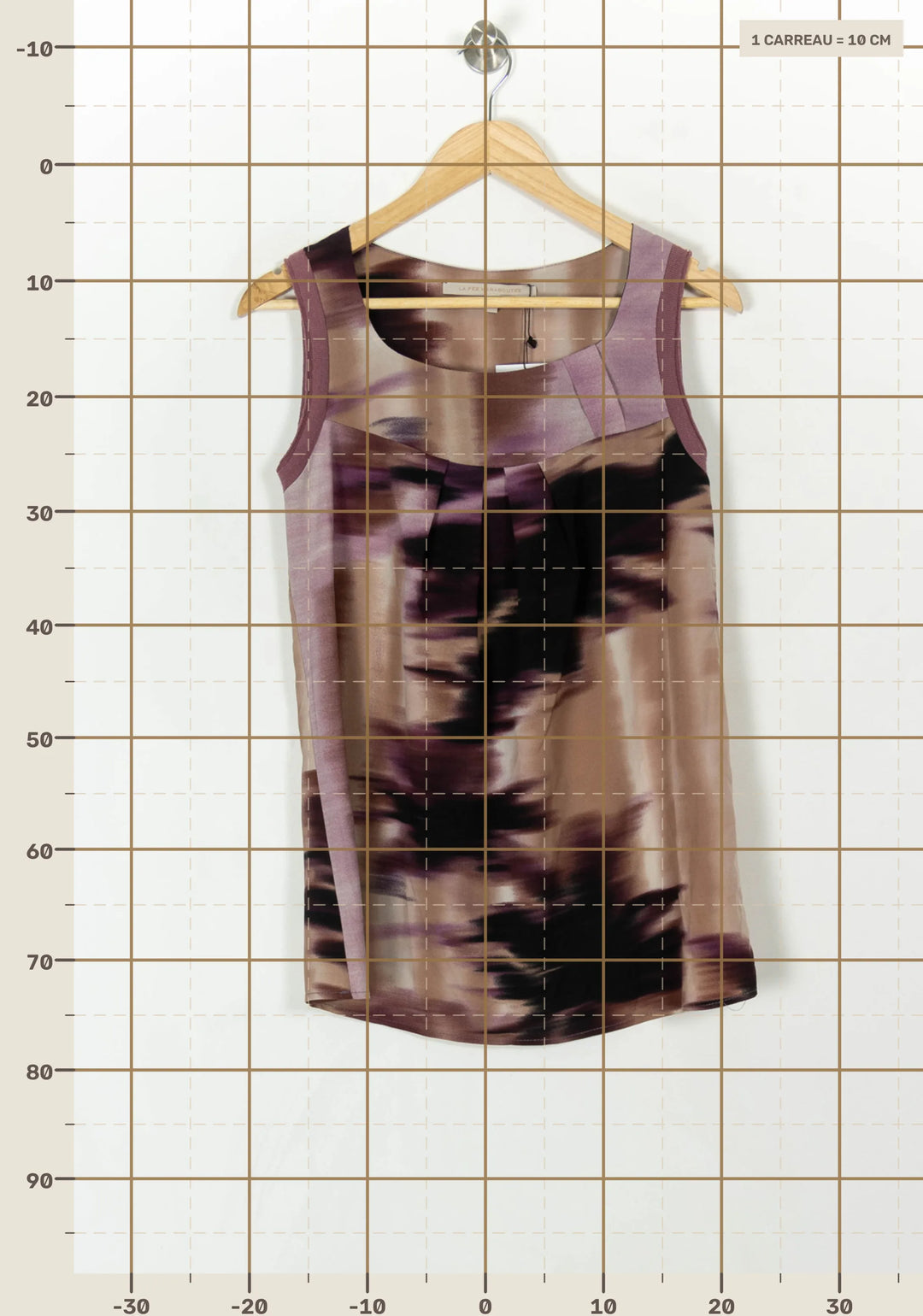 Top Violet et Beige - Taille M/38 de la marque La Fée Maraboutée | GLLM0078 - Vendu par Paradigme - Image 4