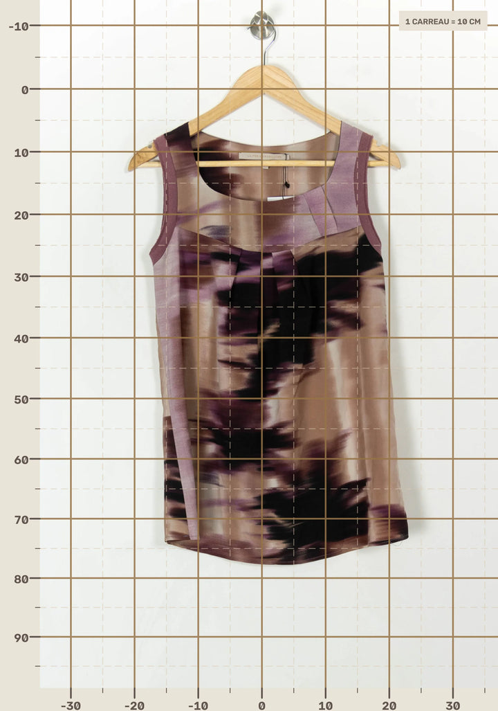 Top Violet et Beige - Taille M/38 de la marque La Fée Maraboutée | GLLM0078 - Vendu par Paradigme - Image 4