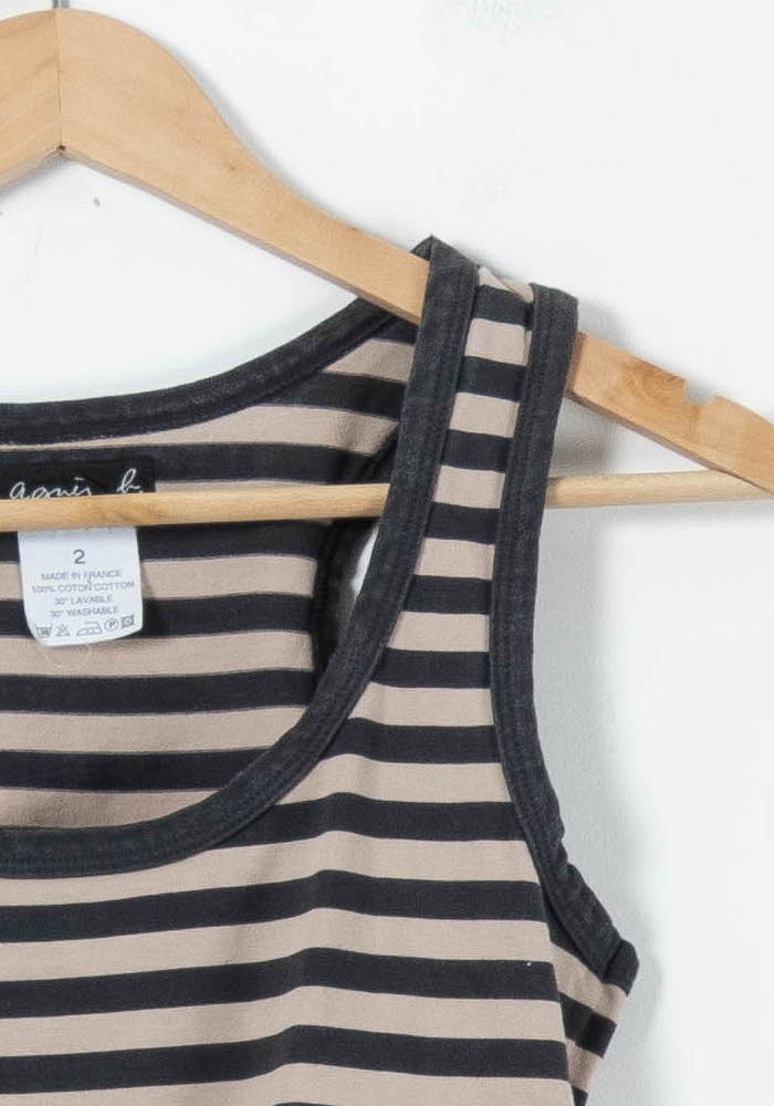 Top beige et noir - Taille M/38 de la marque Agnès b. | GLO0009 - Vendu par Paradigme - Image 3