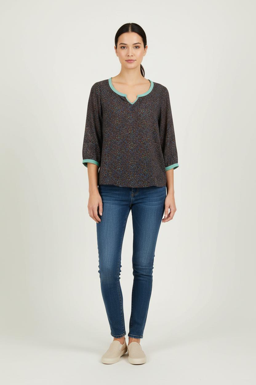 Blouse Noire et Verte - Taille S/36 de la marque One Step | GLO0122 - Vendu par Paradigme - Image 1