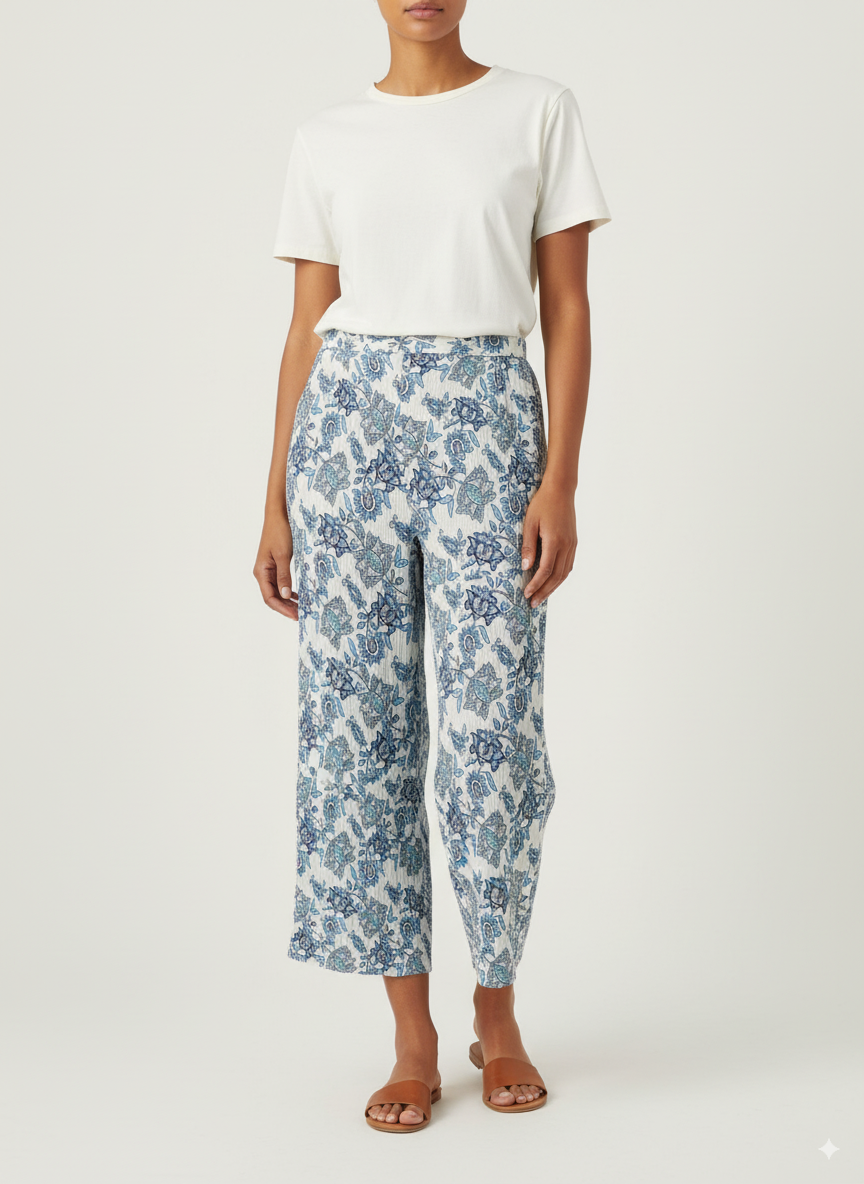 Pantalon Large Bleu et Blanc - Taille S/36