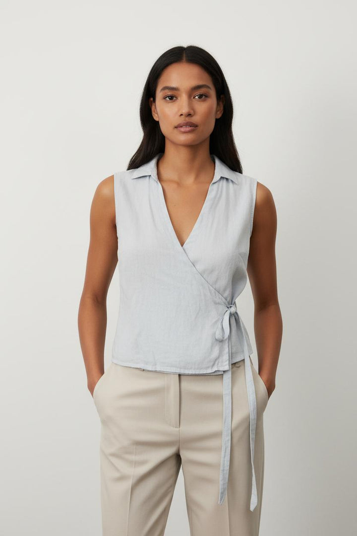 Blouse Sans Manches Bleue - Taille L/40