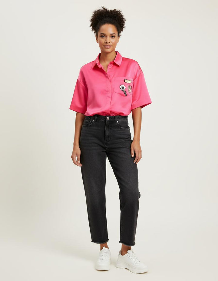 Chemise En Satin À Bijoux Sur La Poche - Taille XS/34