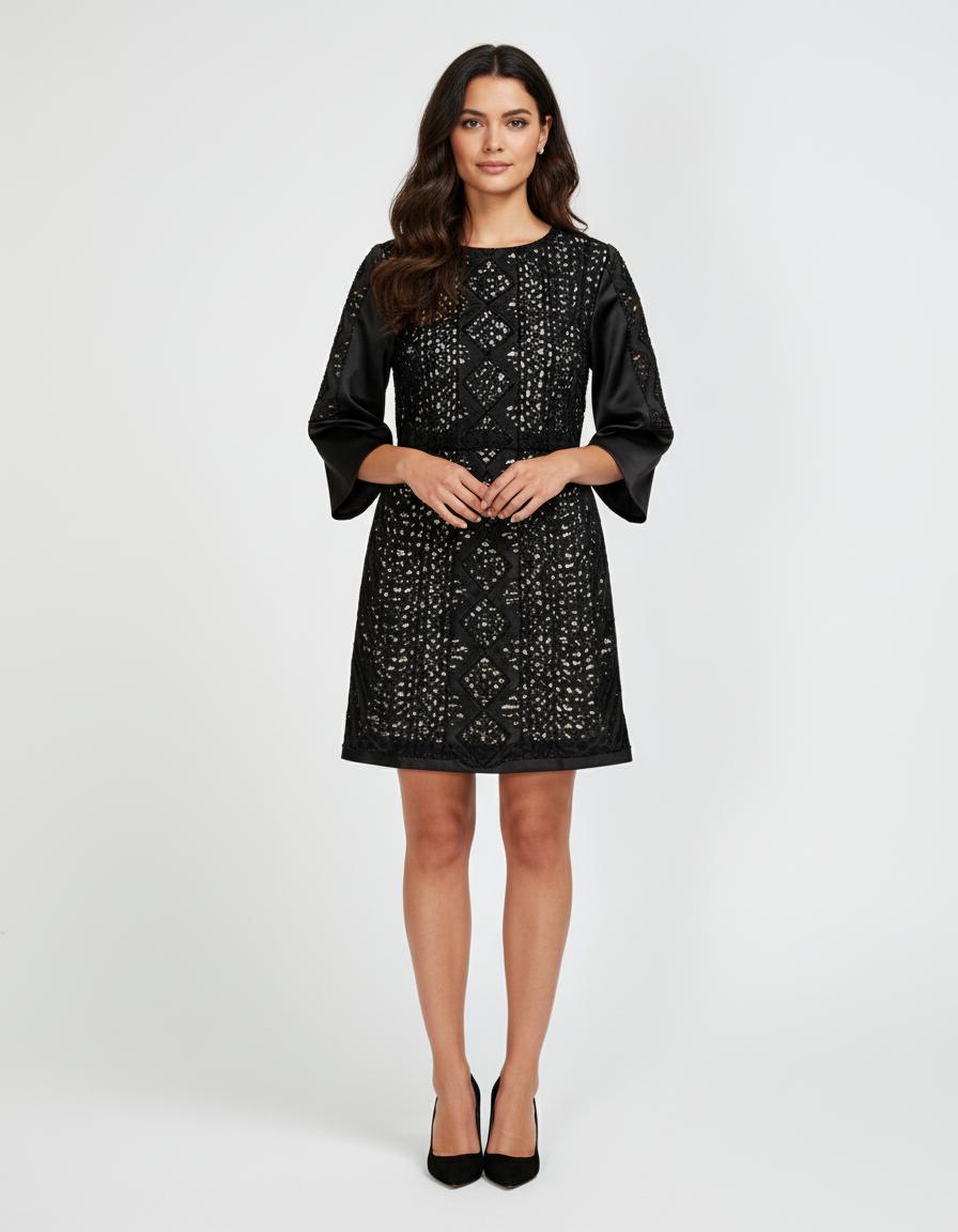 Robe Courte En Satin Brodée De Perles - Taille S/36
