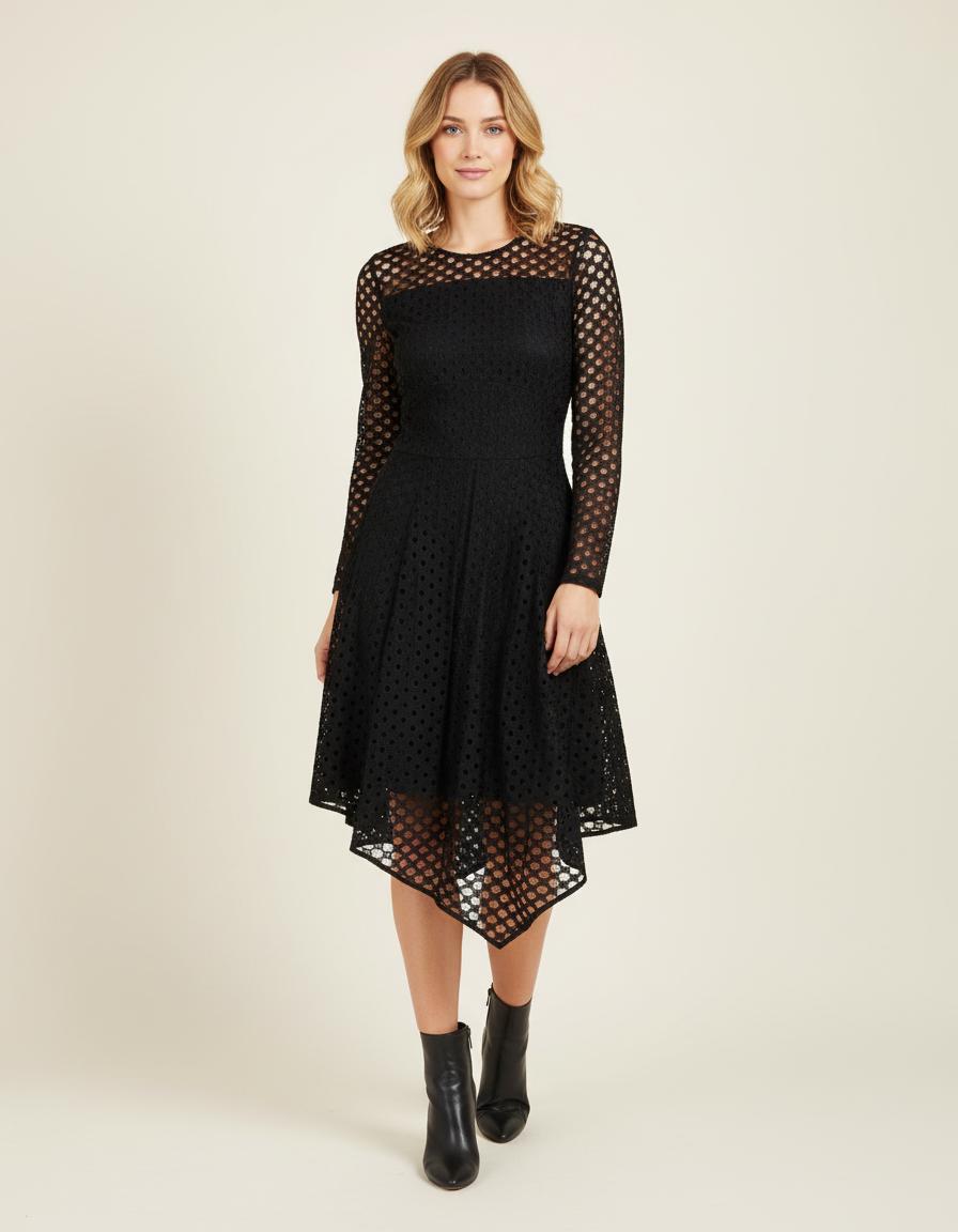 Robe Longue Asymétrique En Dentelle - Taille S/36