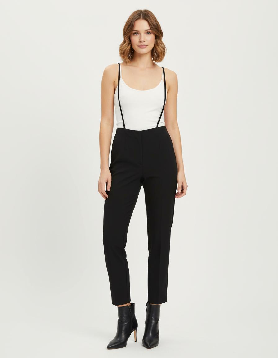 Pantalon Taille Haute À Fines Bretelles - Taille L/40