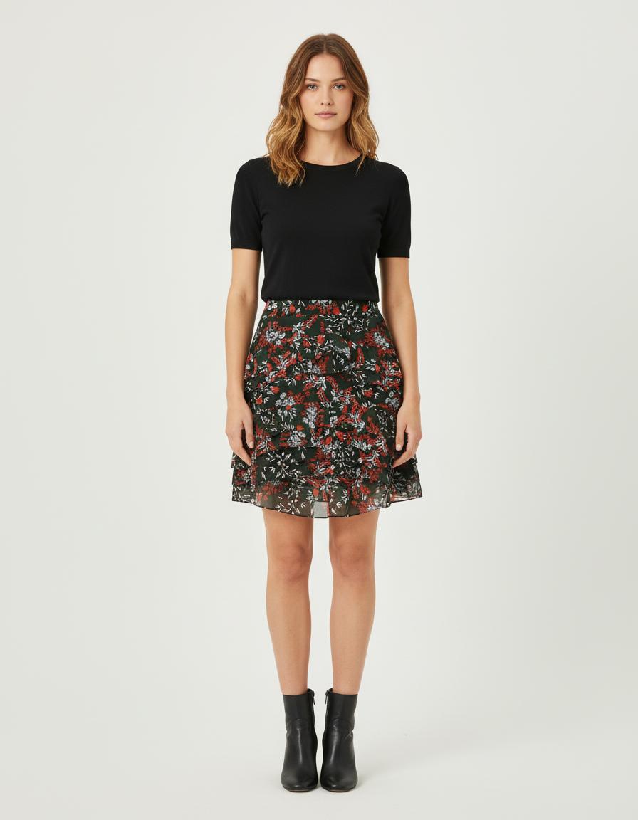 Jupe Courte Imprimée Asymétrique - Taille S/36