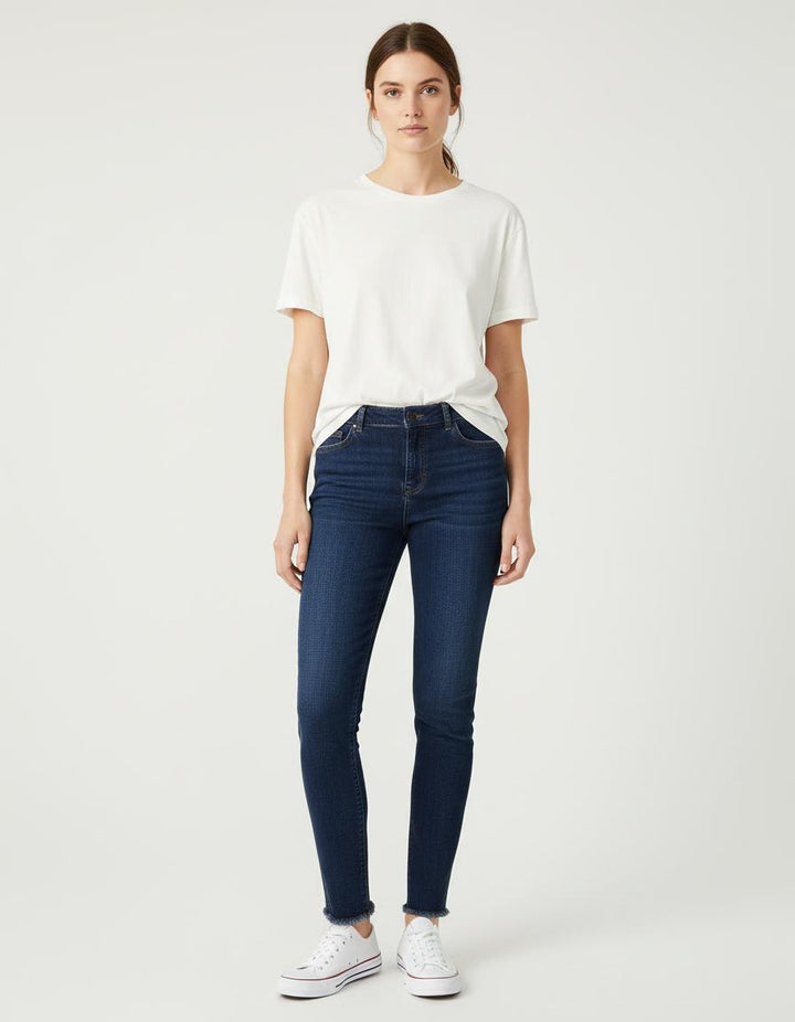 Jean Slim Brut À Franges - Taille L/40