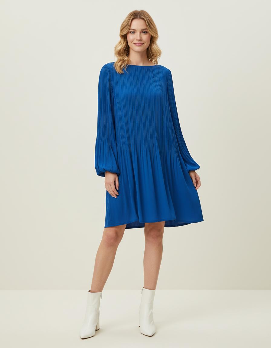 Robe Blouse Plissee Bleu - Taille S/36