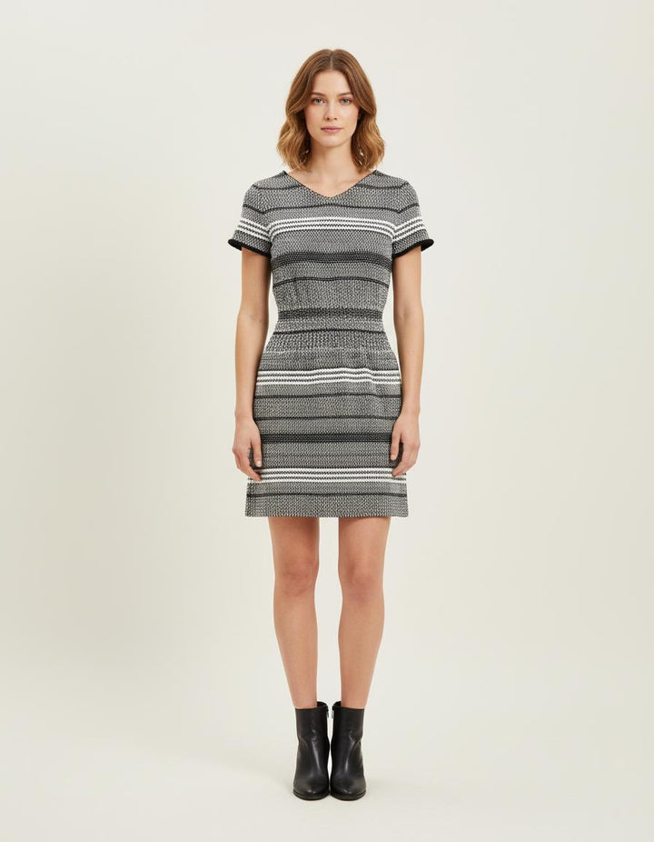 Robe En Maille Bicolore À Smocks - Taille S/36