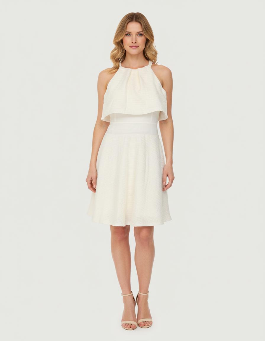 Robe En Tissu Ottoman Zip Dos Ecru - Taille S/36
