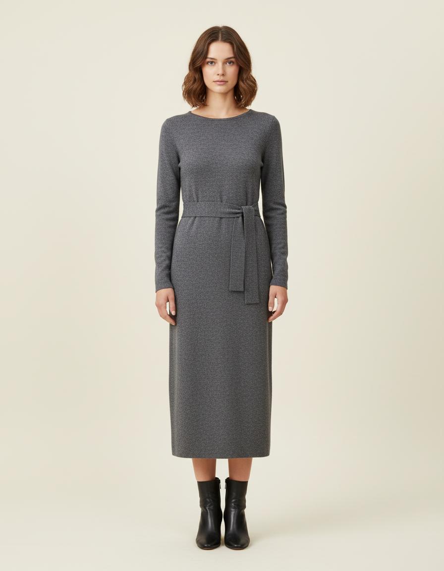 Robe Ceinturée En Maille De Laine - Taille M/38
