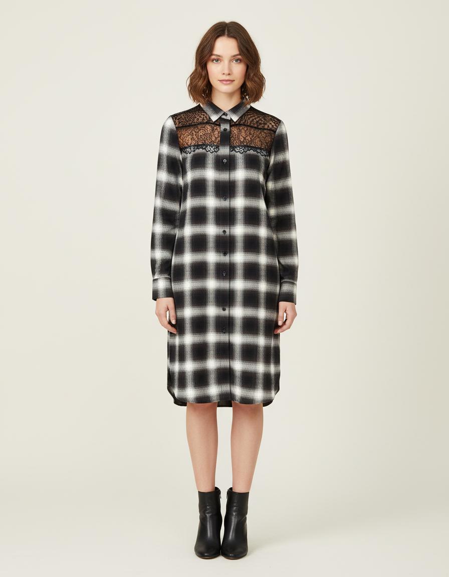 Robe Chemise Avec Détails En Dentelle - Taille M/38