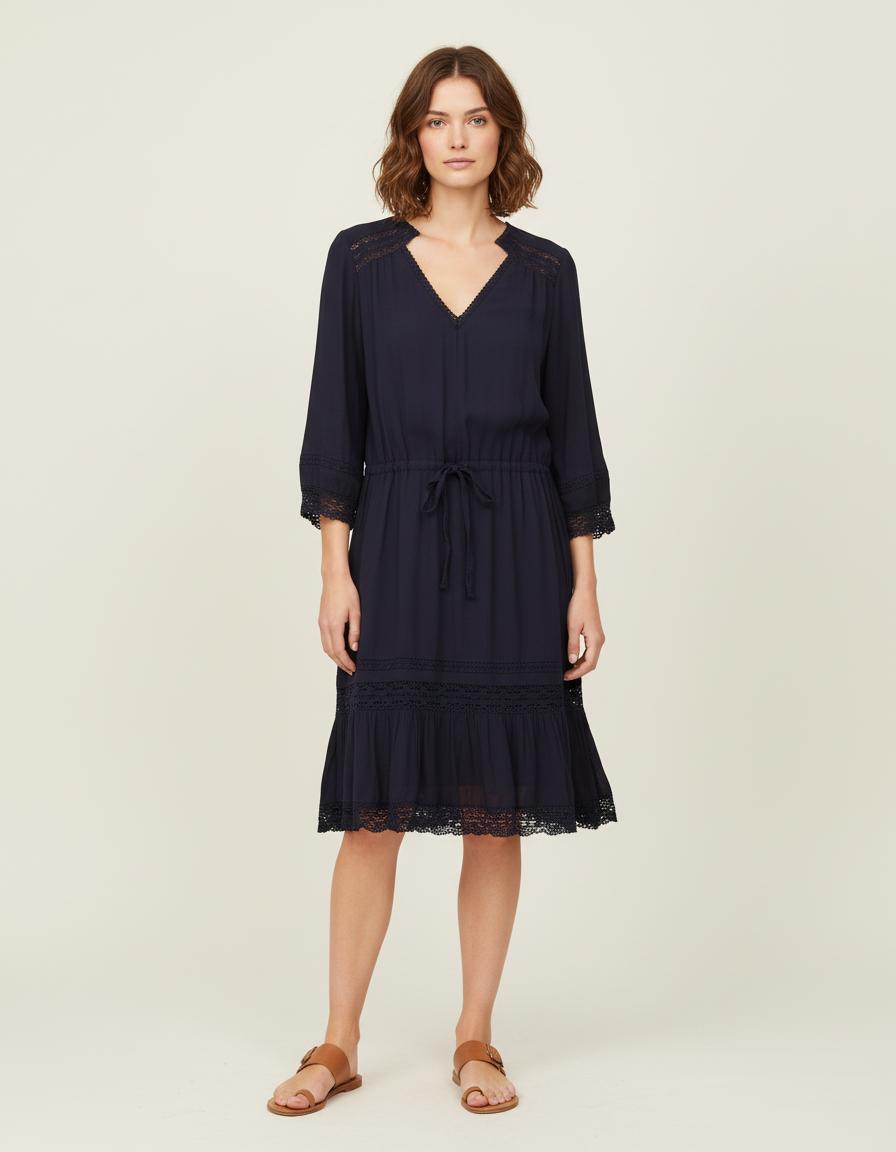 Robe Fluide Avec Dentelle - Taille S/36