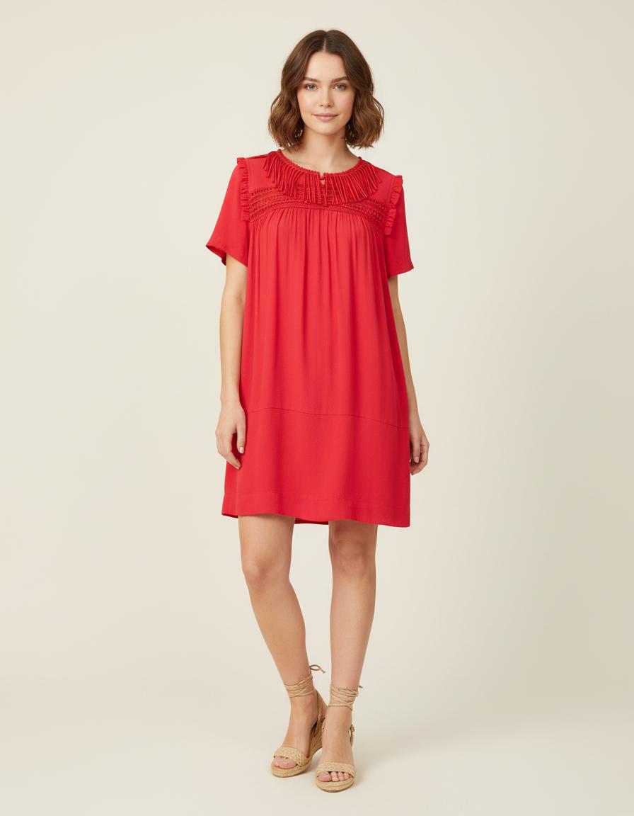 Robe Fluide Avec Broderies - Taille M/38