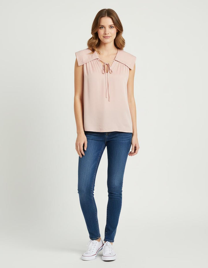 Top En Satin À Col Marin - Taille S/36