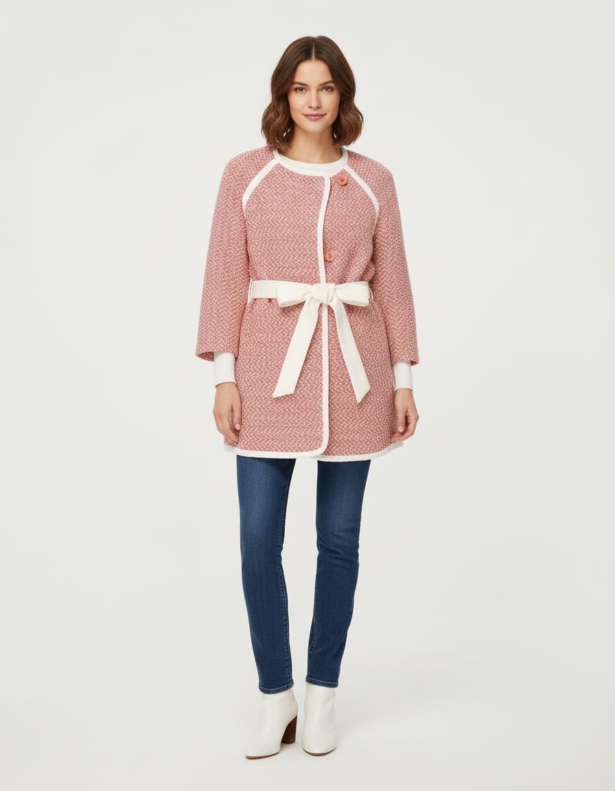 Manteau En Jacquard À Nouer À La Taille - Taille S/36