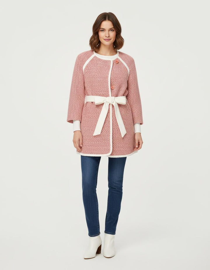 Manteau En Jacquard À Nouer À La Taille - Taille S/36