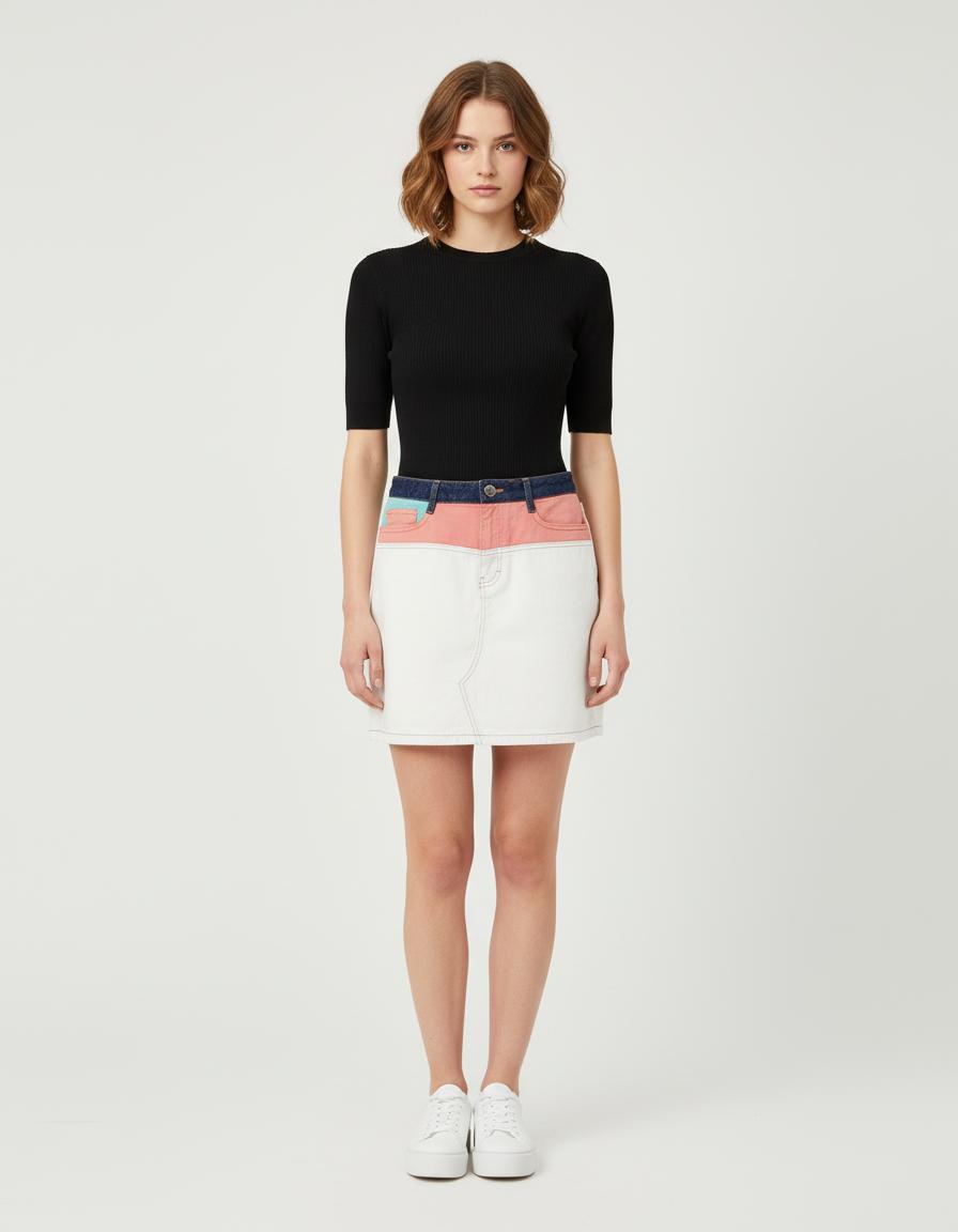 Jupe Courte En Denim Multicolore - Taille S/36