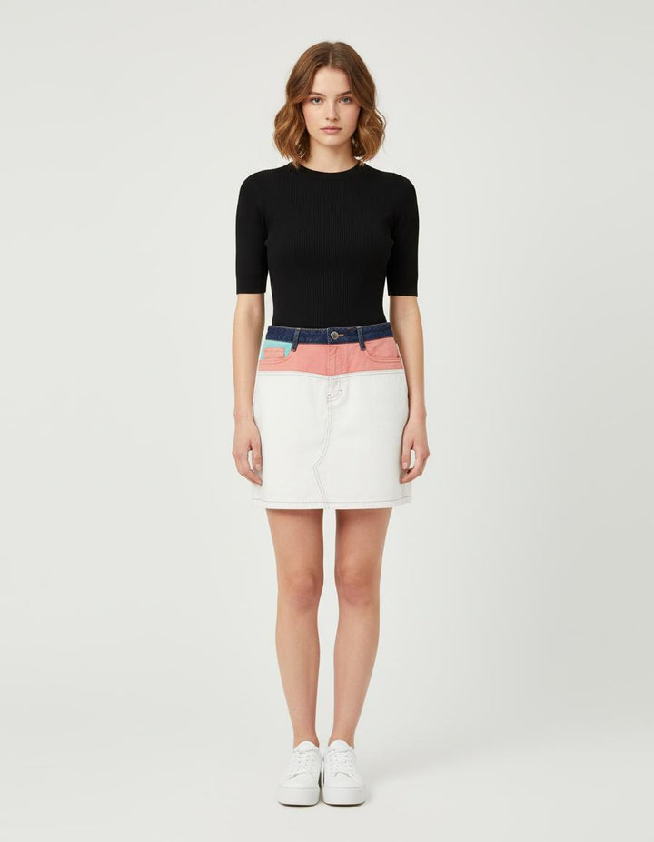 Jupe Courte En Denim Multicolore - Taille S/36