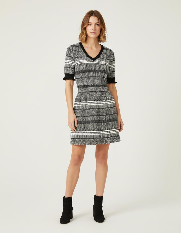 Robe En Maille Bicolore À Smocks - Taille M/38