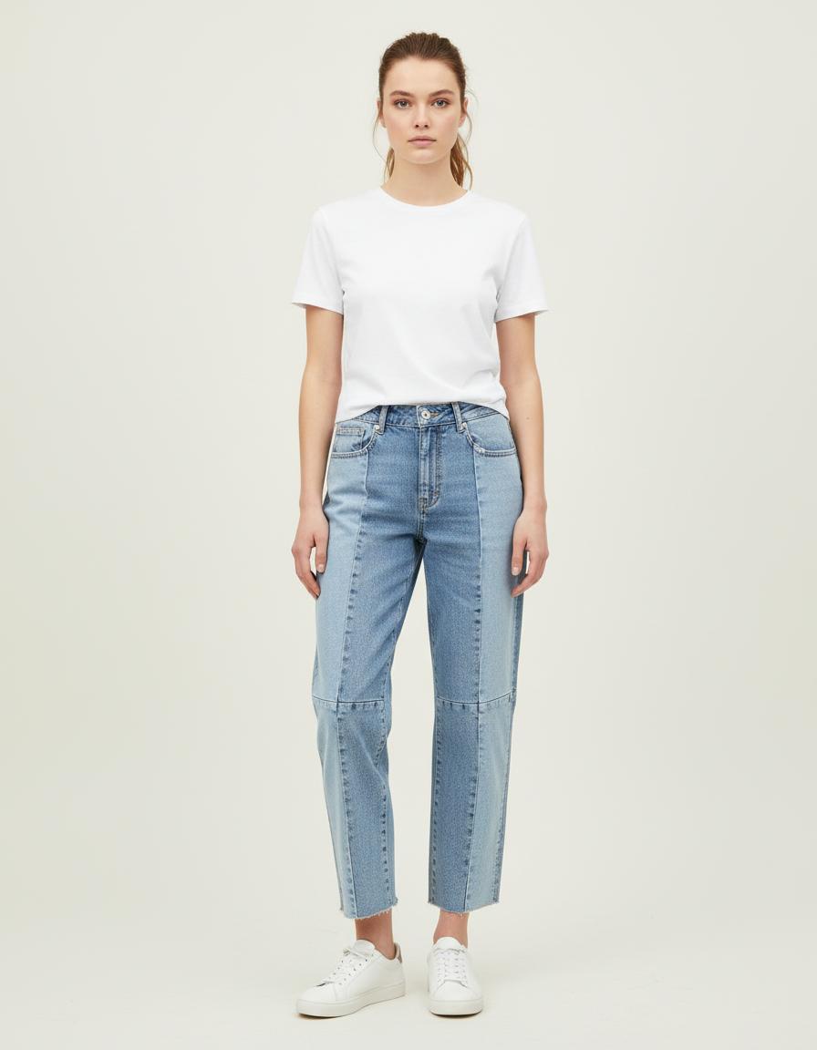 Jean Droit En Denim Délavé - Taille S/36