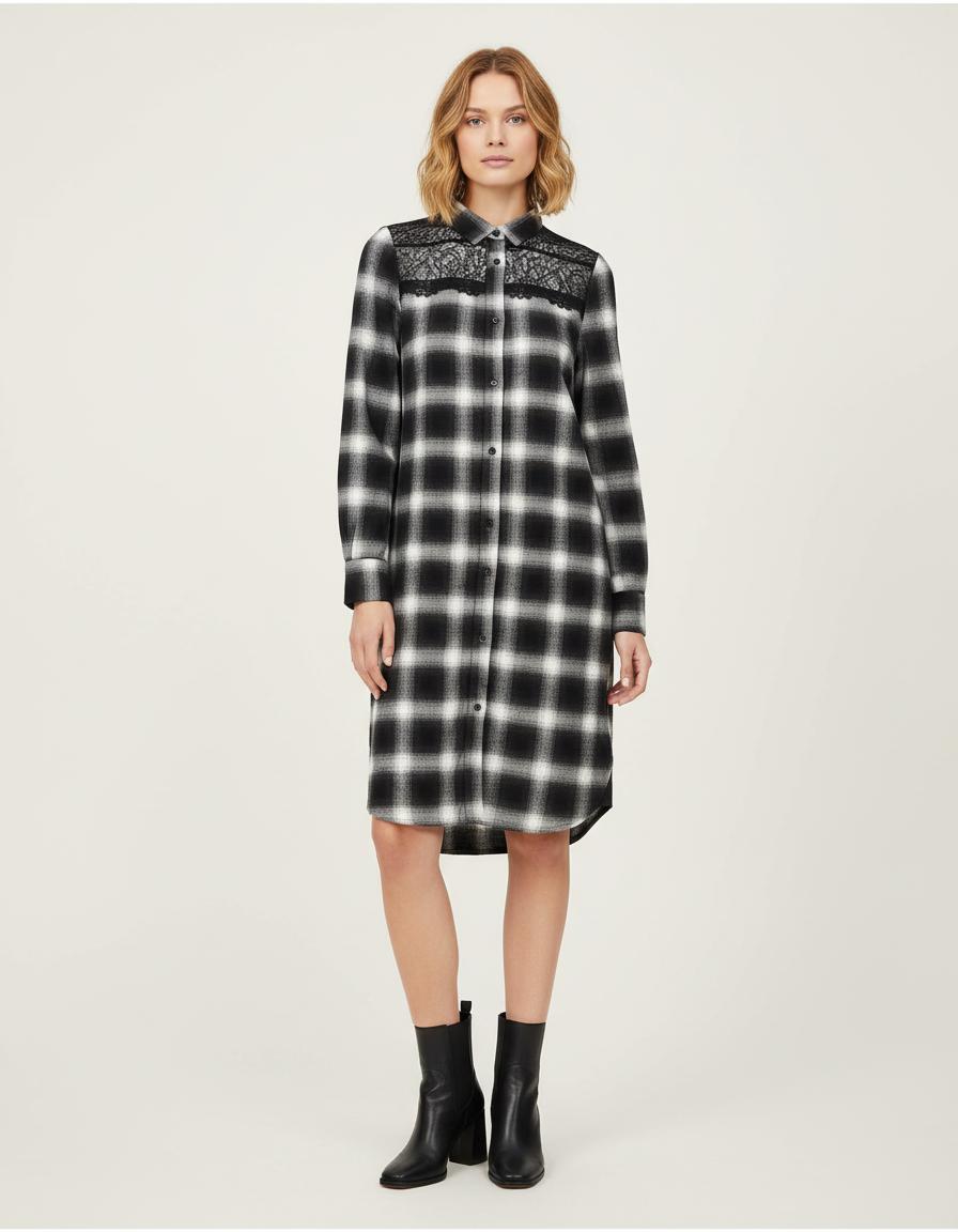 Robe Chemise Avec Détails En Dentelle - Taille M/38