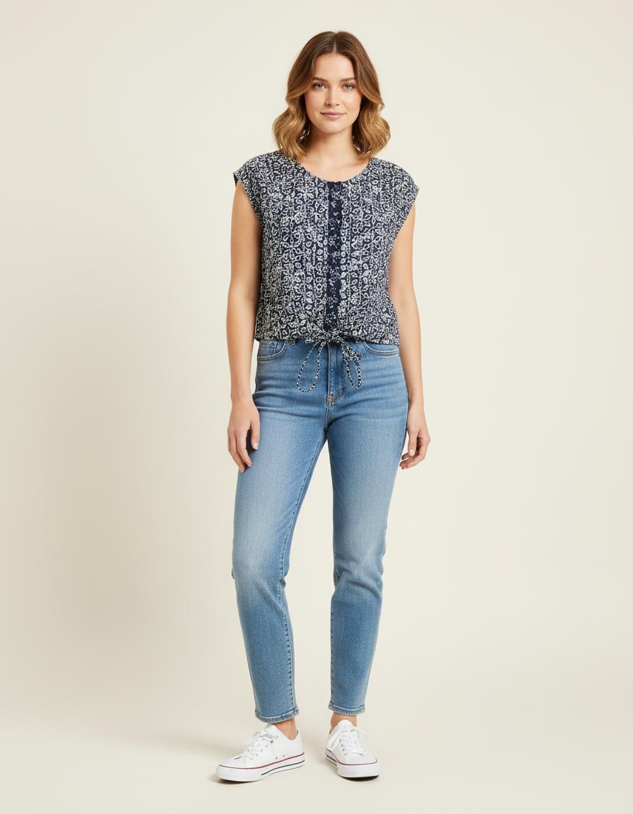 Top Imprimé Avec Jours Esprit Dentelle - Taille S/36