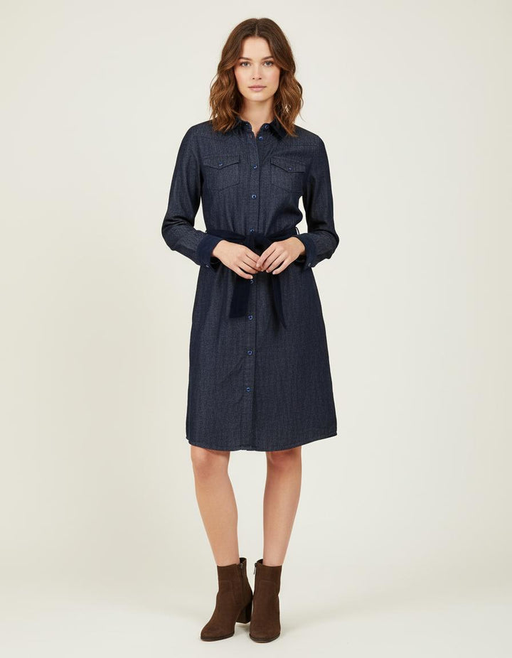 Robe En Denim Avec Détails En Velours - Taille M/38