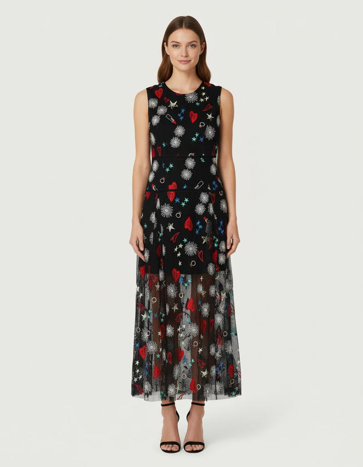 Robe Longue Avec Broderies En All-Over - Taille S/36