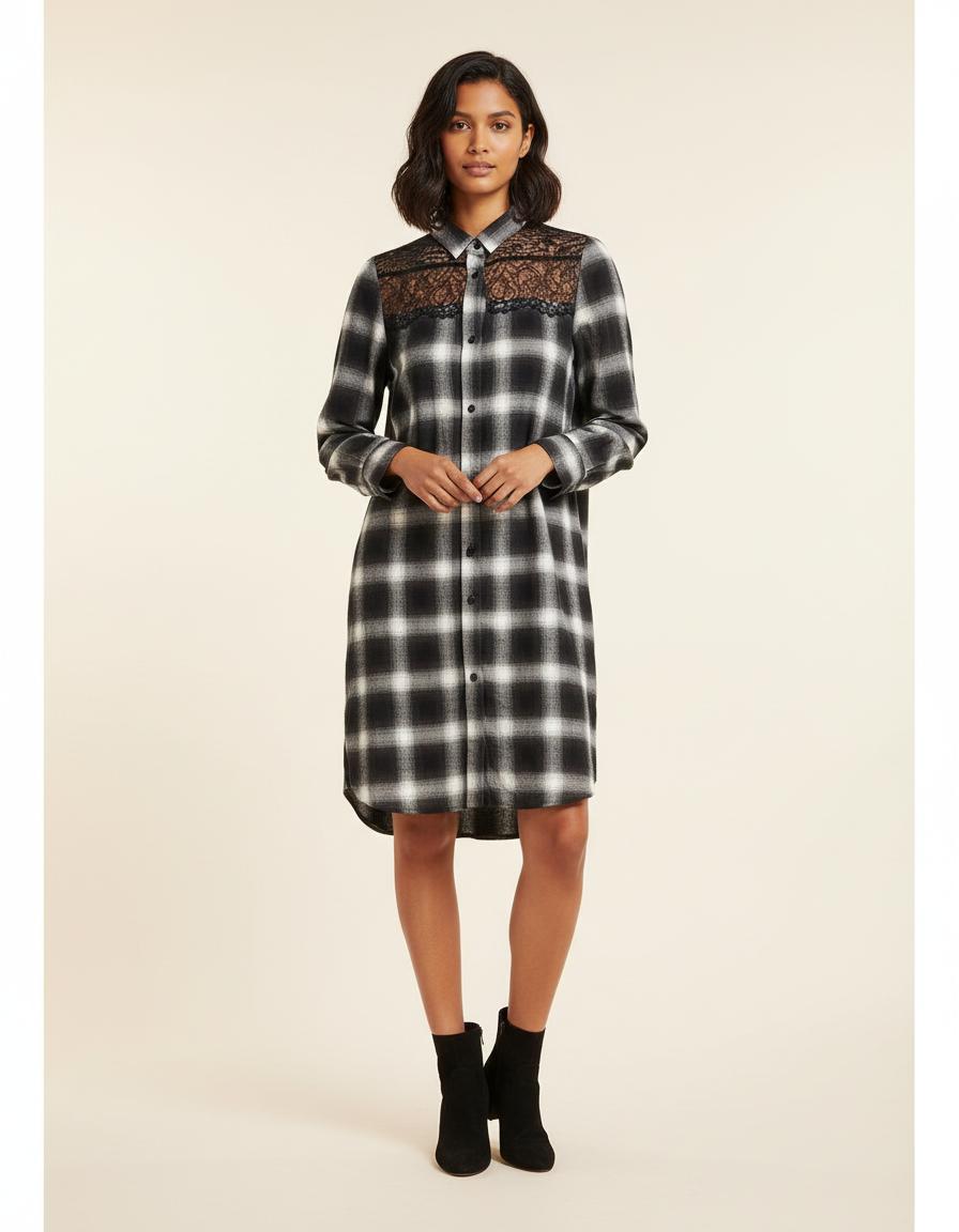 Robe Chemise Avec Détails En Dentelle - Taille M/38