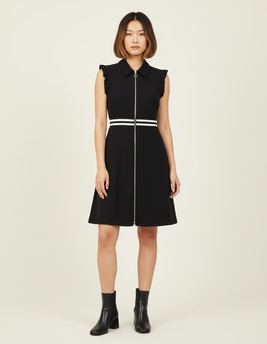 Robe Trapèze En Crêpe Avec Volants - Taille M/38