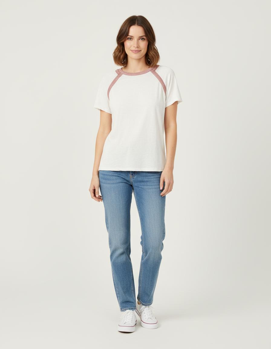 Tee-Shirt En Lin Avec Détail Lurex - Taille L/40
