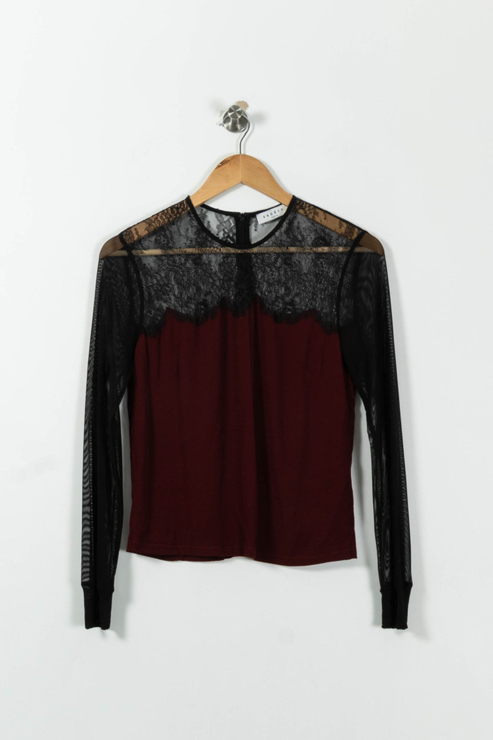 Blouse Bordeaux et Noire - Taille S/36 de la marque Sandro | PA03RO3600001 - Vendu par Paradigme - Image 2