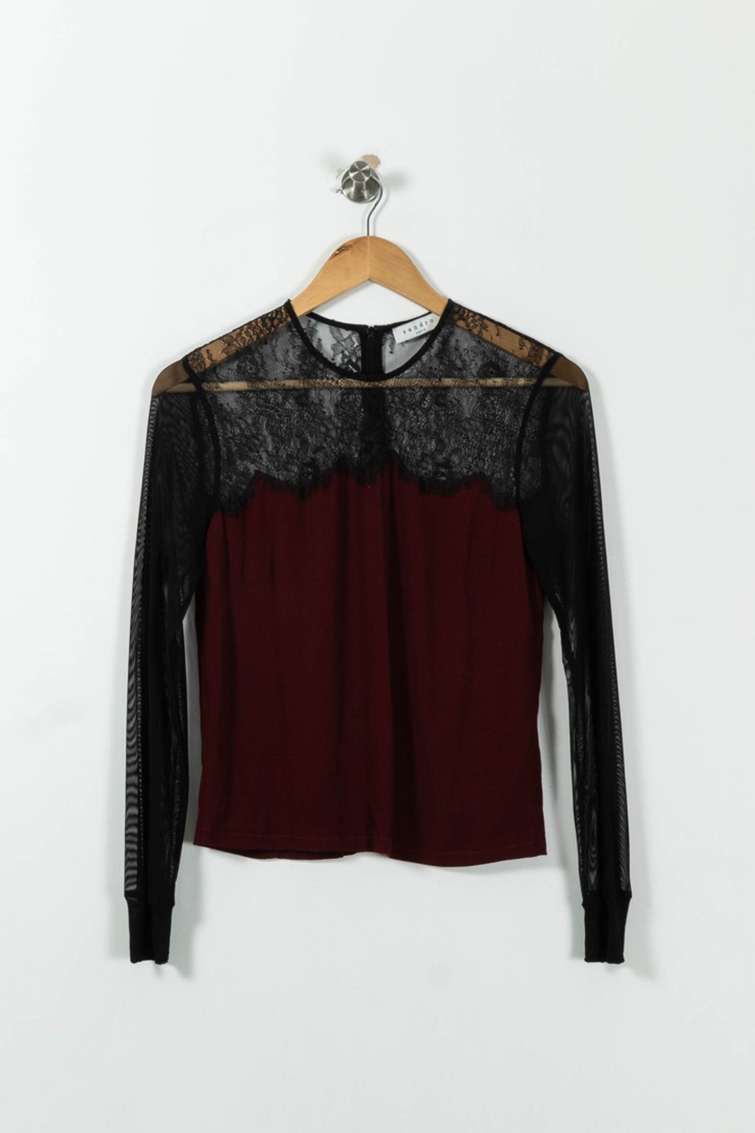 Blouse Bordeaux et Noire - Taille S/36 de la marque Sandro | PA03RO3600001 - Vendu par Paradigme - Image 2