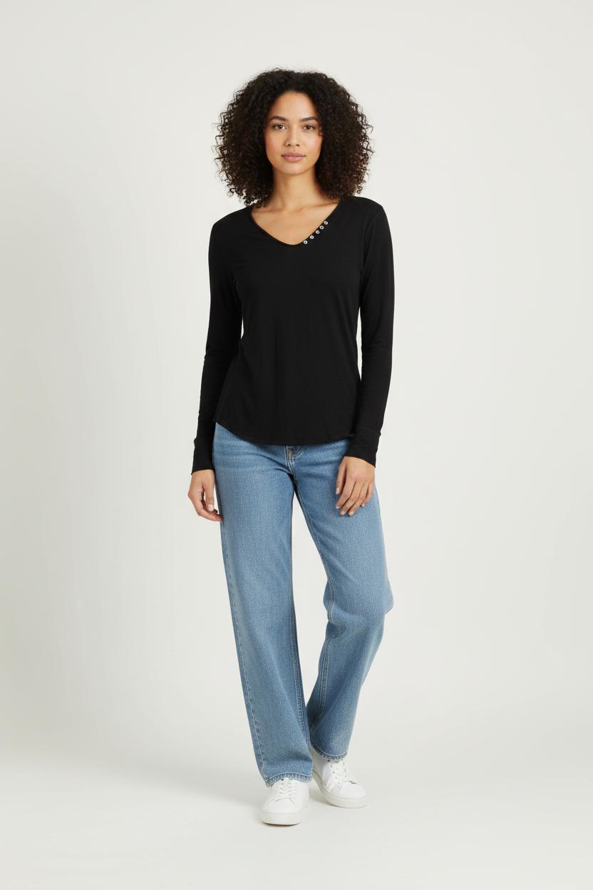T-shirt Manches Longues Noir - Taille M/38 de la marque Zadig&Voltaire | PARAD01811 - Vendu par Paradigme - Image 1