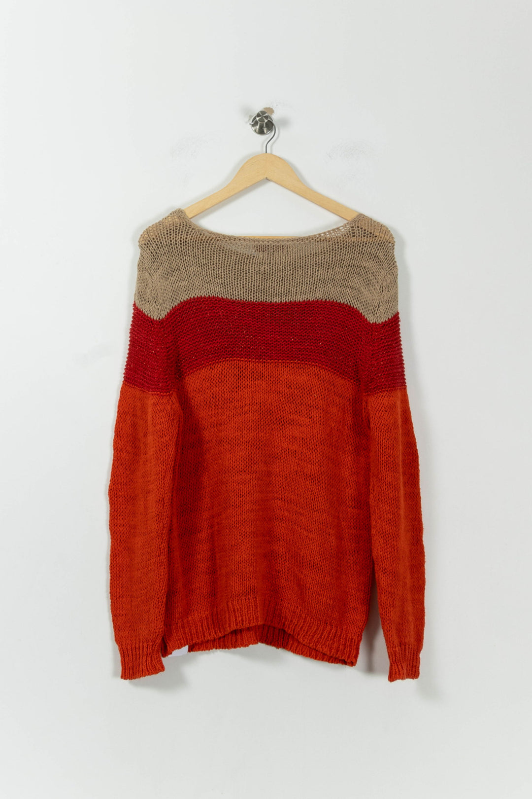 Pull Beige Rouge et Orange - Taille M/38 de la marque La Fée Maraboutée | PARAD01847 - Vendu par Paradigme - Image 4