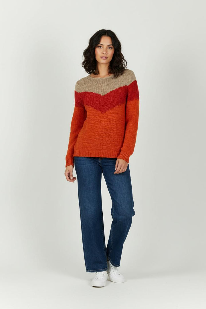 Pull Beige Rouge et Orange - Taille M/38 de la marque La Fée Maraboutée | PARAD01847 - Vendu par Paradigme - Image 1