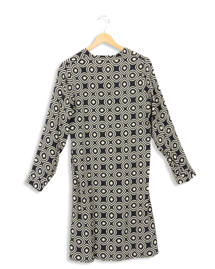 Robe courte bleu marine à motifs La Fée Maraboutée - 36