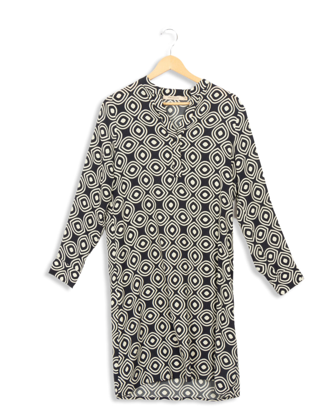 Robe courte bleu marine à motifs La Fée Maraboutée - 36