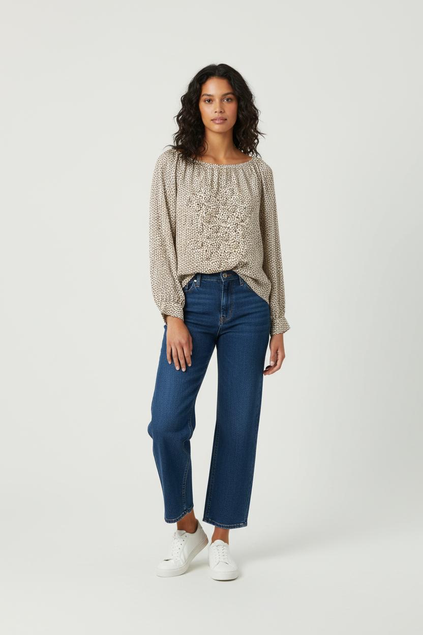 Blouse Beige et Marron - Taille L/40 de la marque La Fée Maraboutée | PARAD02081 - Vendu par Paradigme - Image 1
