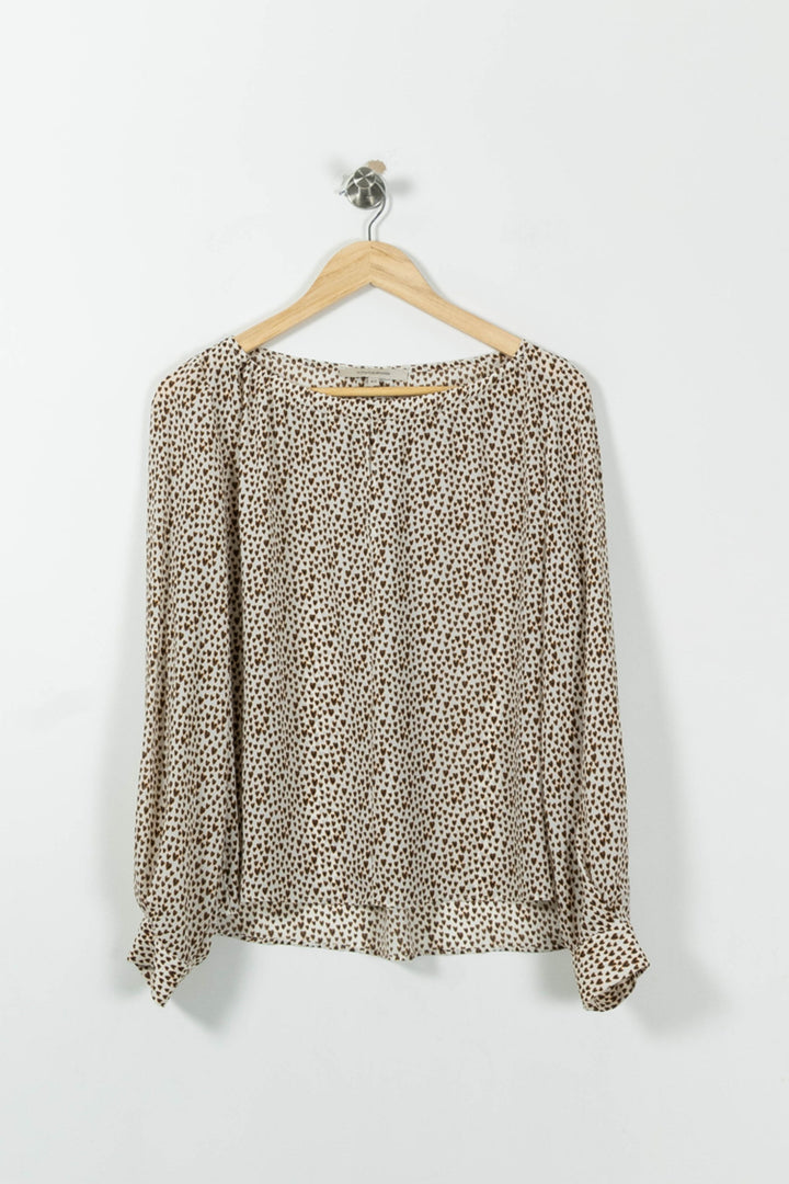 Blouse Beige et Marron - Taille L/40 de la marque La Fée Maraboutée | PARAD02081 - Vendu par Paradigme - Image 2