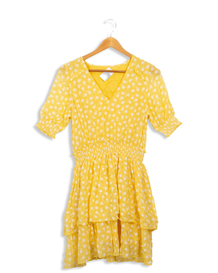 Robe jaune avec des motifs de fleurs Petite Mendigote - S
