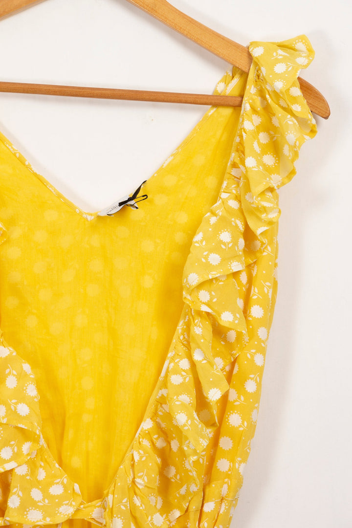 Robe longue jaune à motifs Petite Mendigote - S