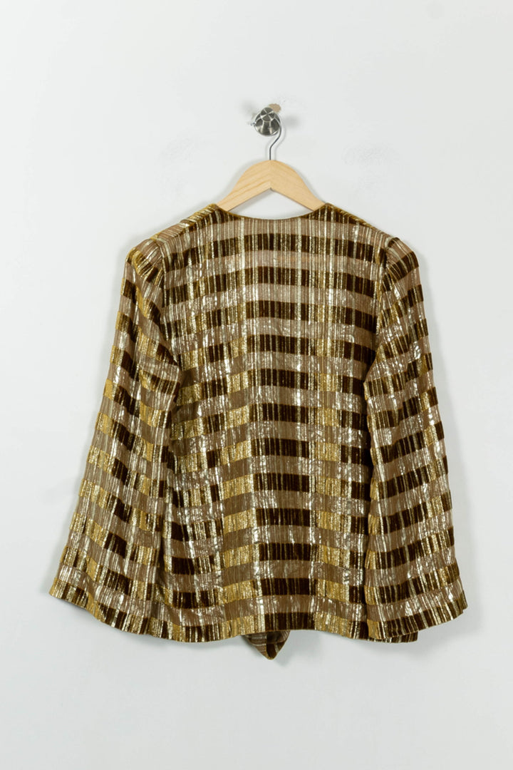 Veste Dorée et Marron - Taille S/36 de la marque Ines de la Fressange Paris | PARAD02243 - Vendu par Paradigme - Image 4